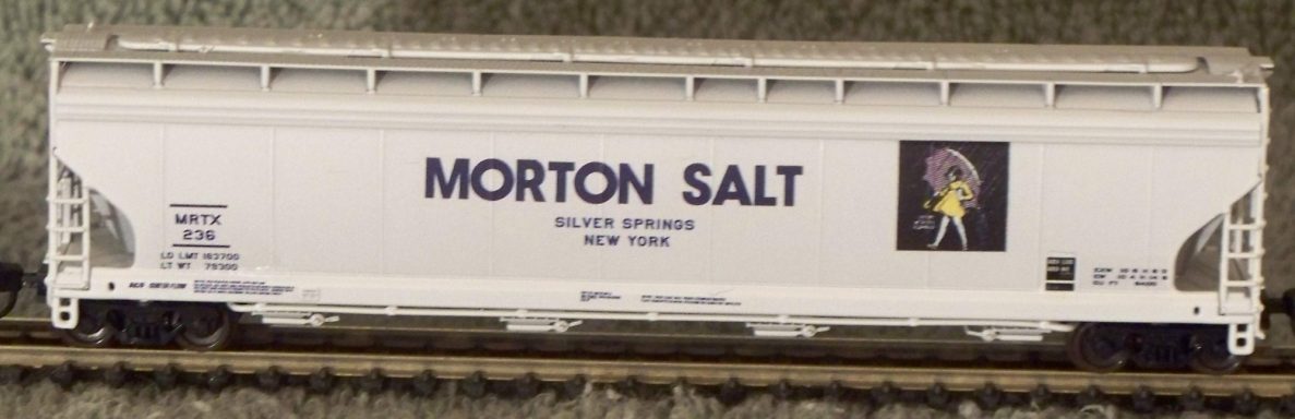 Morton Salt cylinder hopper car.